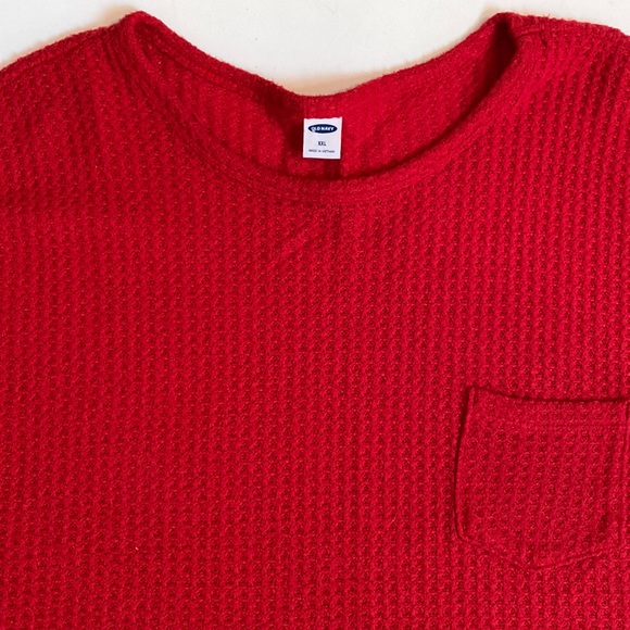 EUC! OLD NAVY L/S OVERSIZED WARM THERMAL CROP SHIRT Red Lightweight Sweater XXL - Picture 2 of 10